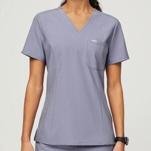 Women’s Vapor Blue Space Dye Slim Catarina - 1 Pocket Scrub Top FIGS Size Medium